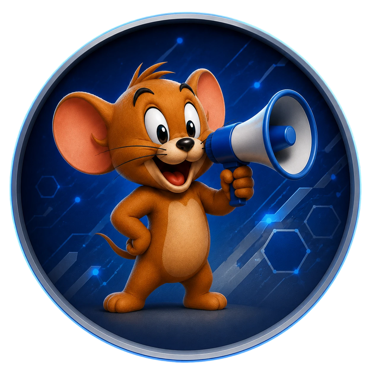 Маскот JERRY VPN с мегафоном